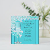 マザーズデイかわいらしティール(緑がかった色)バラシャンパンブランチ2C 招待状 (スタンド正面)