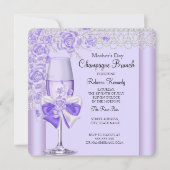マザーズデイかわいらし薄紫バラシャンパンブランチ2C 招待状 (正面)