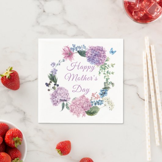 マザーズデイアジサイエレガントフローラ |休日 スタンダードカクテルナプキン (インサイチュ)