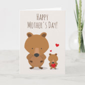マザーズデイアニマルベアカブ赤いハート カード (正面)