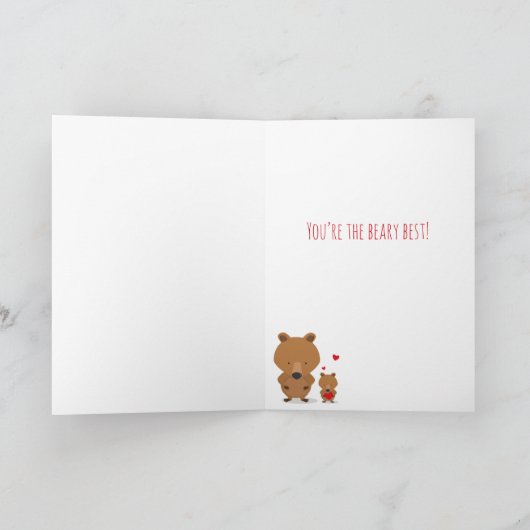 マザーズデイアニマルベアカブ赤いハート カード (内部)