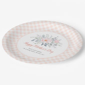 マザーズデイウォーターカラーフローラ赤面ピンク ペーパープレート (アングル)