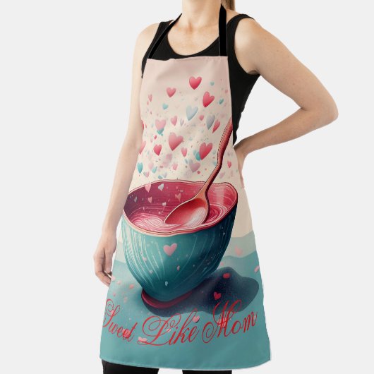 マザーズデイエプロン – 愛とベーキング – かわいいハート エプロン (インサイチュ)