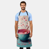 マザーズデイエプロン – 愛とベーキング – かわいいハート エプロン (着用した状態)