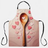マザーズデイエプロン – 愛とベーキング – かわいいハート エプロン (正面)