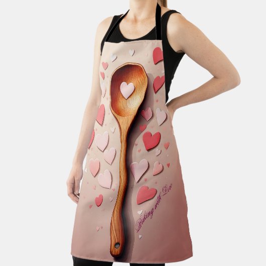 マザーズデイエプロン – 愛とベーキング – かわいいハート エプロン (インサイチュ)