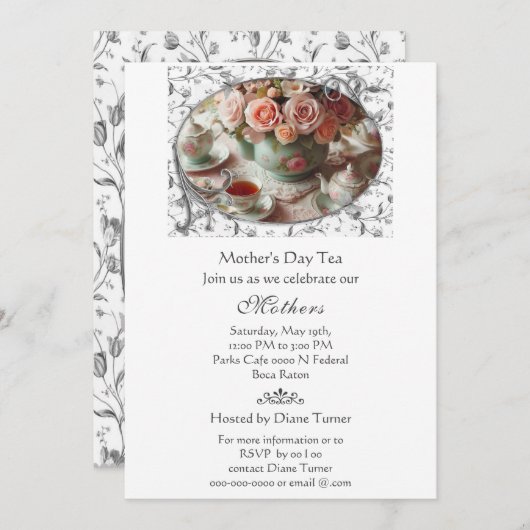 マザーズデイエレガントティーパーティー 招待状 (正面/裏面)