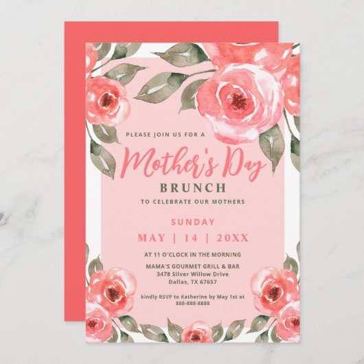 マザーズデイエレガントブランチパーティー春フローラ 招待状 (正面/裏面)