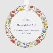 マザーズデイカラフルワイルドフラワーパーソナライズされた オーナメント (裏面)