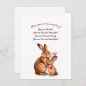 マザーズデイカードと母とベビーウサギテーマ シーズンカード (正面/裏面)