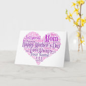 マザーズデイカードパーソナライズされたタイポグラフィハート カード (黄色い花)