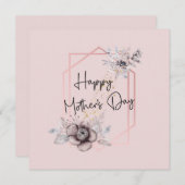マザーズデイカードピンクグレーエレガントフローラ (正面/裏面)