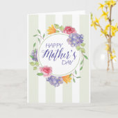 マザーズデイカードw – 水彩フローラリース カード (黄色い花)