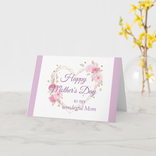 マザーズデイガーデンエレガントフラワーズハートラブ カード (黄色い花)