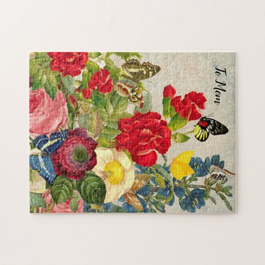 マザーズデイガーデンカーネーションバラ蝶 ジグソーパズル (横)