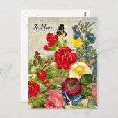 マザーズデイガーデンカーネーションバラ蝶 ポストカード (正面/裏面)