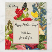 マザーズデイガーデンカーネーションバラ蝶 ワインラベル (シングルラベル)