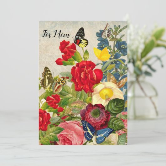 マザーズデイガーデンカーネーションバラ蝶 招待状 (スタンド正面)
