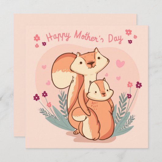 マザーズデイキツネホリデーカード シーズンカード (正面/裏面)