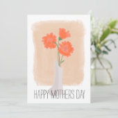 マザーズデイコーラル花模様ブラシストローク カード (スタンド正面)