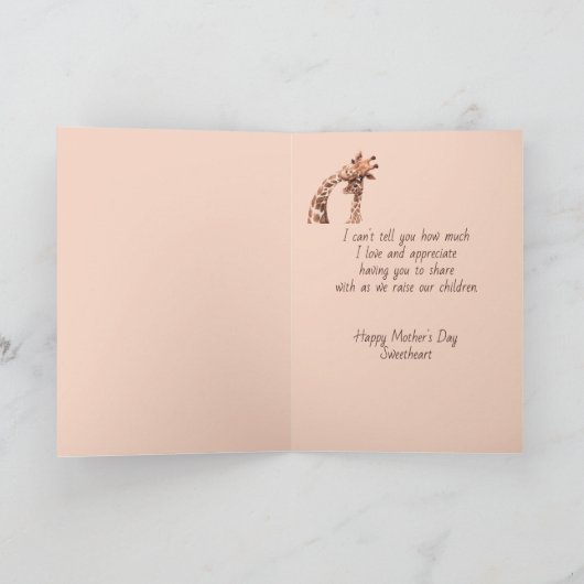 マザーズデイスウィートアートおもしろいキリン動物 カード (内部)