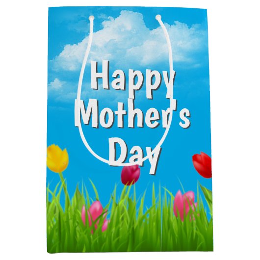 マザーズデイチューリップミディアム抱き枕 ミディアムペーパーバッグ (正面)