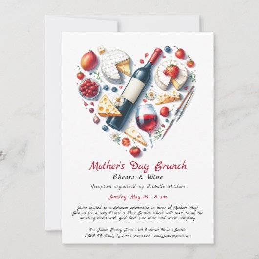 マザーズデイチーズ&ワインブランチ招待状 招待状 (正面)