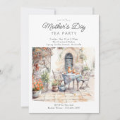 マザーズデイティーパーティーウォーターカラーガーデンコートヤード 招待状 (正面)