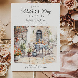 マザーズデイティーパーティーウォーターカラーガーデンコートヤード 招待状