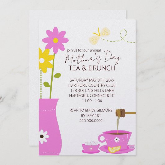 マザーズデイティーブランチ招待状 招待状 (正面/裏面)