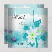 マザーズデイティール（緑がかった色）薄紫花 招待状 (正面/裏面)