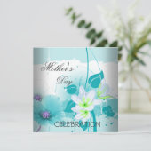 マザーズデイティール（緑がかった色）薄紫花 招待状 (スタンド正面)