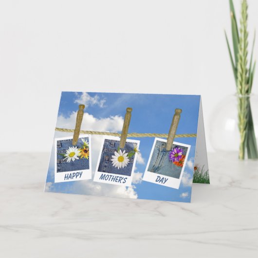 マザーズデイデイジーインブルージーンポケット カード (正面)