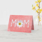 マザーズデイデイジーオンジンガ赤と白ム カード (黄色い花)