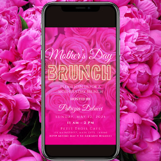 マザーズデイネオンピンクローズ招待状 招待状