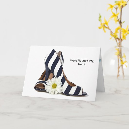 マザーズデイハイヒールとデイジー カード (黄色い花)