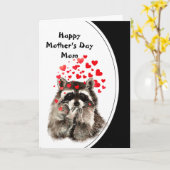 マザーズデイハグ&キスラクーンアニマル カード (黄色い花)