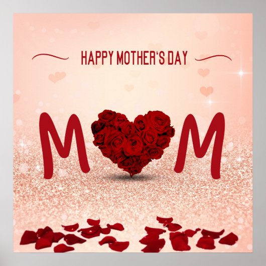 マザーズデイバラハートブーケ – ポスタープリント ポスター (正面)