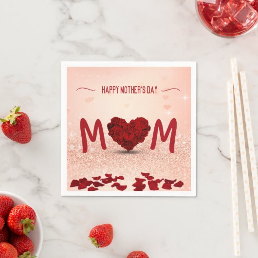 マザーズデイバラハートブーケ – 紙ナプキン スタンダードカクテルナプキン (インサイチュ)