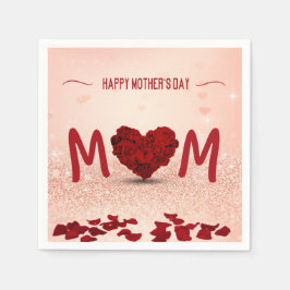 マザーズデイバラハートブーケ – 紙ナプキン スタンダードカクテルナプキン