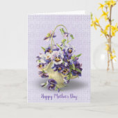 マザーズデイパンジーのバスケットでアイレットレース カード (黄色い花)