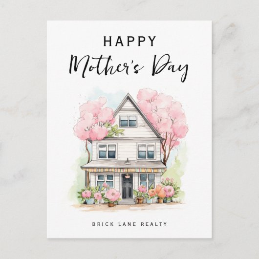 マザーズデイパーソナライズされたウォーターカラーハウスリアルティ シーズンポストカード (正面)