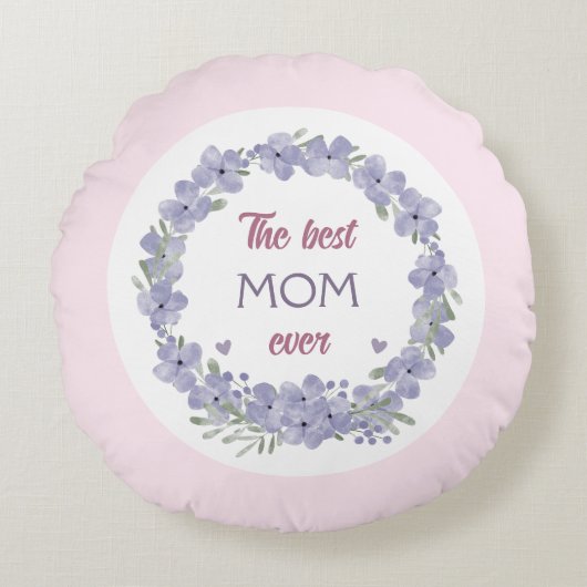 マザーズデイパーソナライズされた文字カスタム円枕 ラウンドクッション (正面)