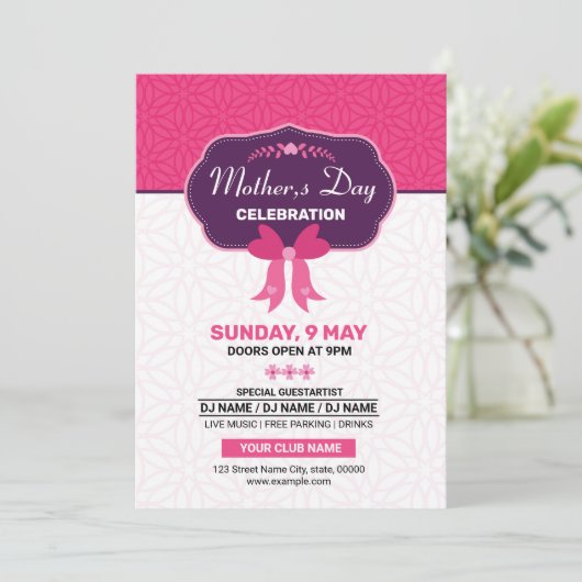 マザーズデイパーティの招待状フライヤーテンプレート 招待状 (スタンド正面)