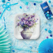 マザーズデイパープルパンシーフラワーズ紙プレート ペーパープレート (パーティー)