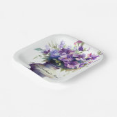 マザーズデイパープルパンシーフラワーズ紙プレート ペーパープレート (傾斜あり)