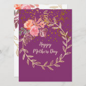 マザーズデイパープルピンクブルゴーニュフローラ&グリッター シーズンカード (正面/裏面)