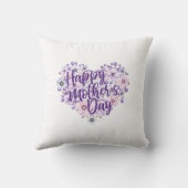 マザーズデイパープルフローラハート |装飾用クッション クッション (裏面)