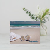 マザーズデイビーチ。ビーチサンダル、海 箔シーズンポストカード (立ち正面)