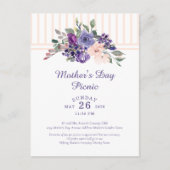 マザーズデイピクニックフローラ水彩紫 インビテーションポストカード (正面)